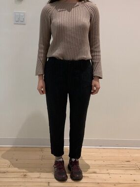 Zara women pants, size medium, colour dark gray with stripes, woollen blend